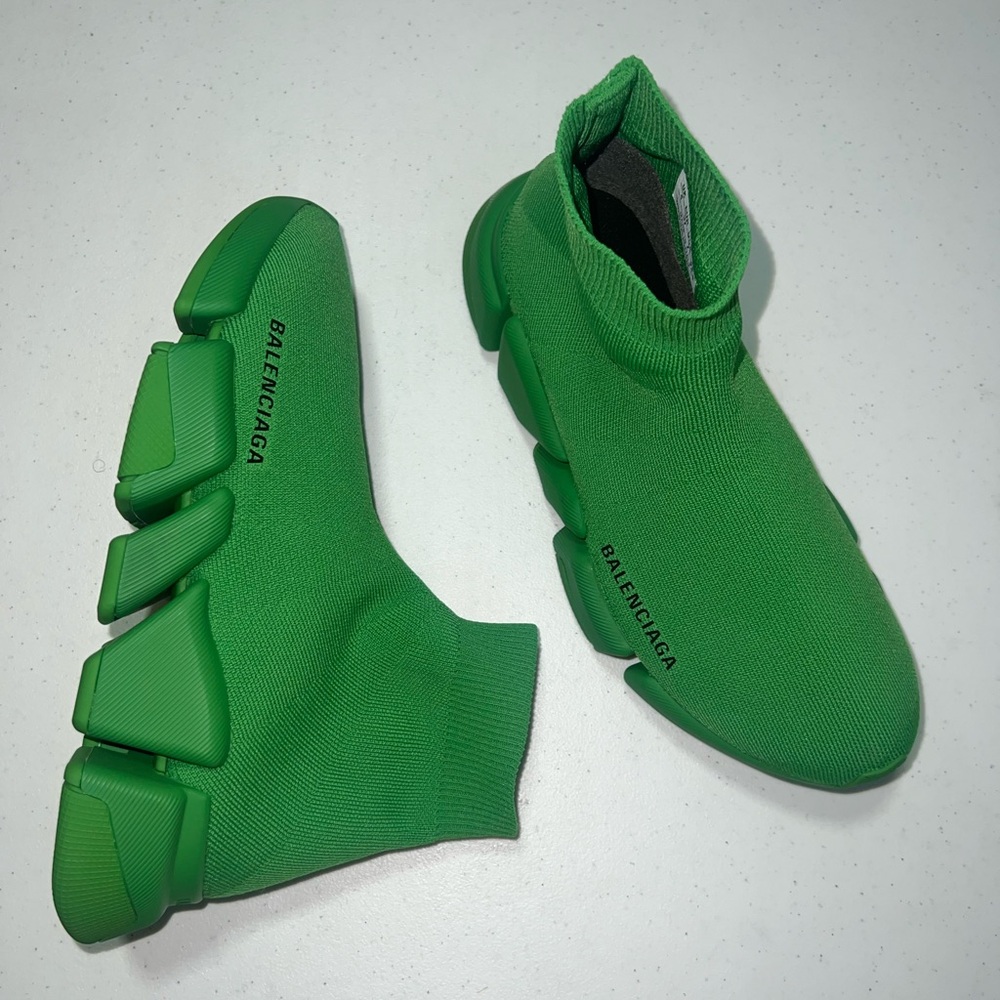 Balenciaga Vibrant Green Knit Sneakers